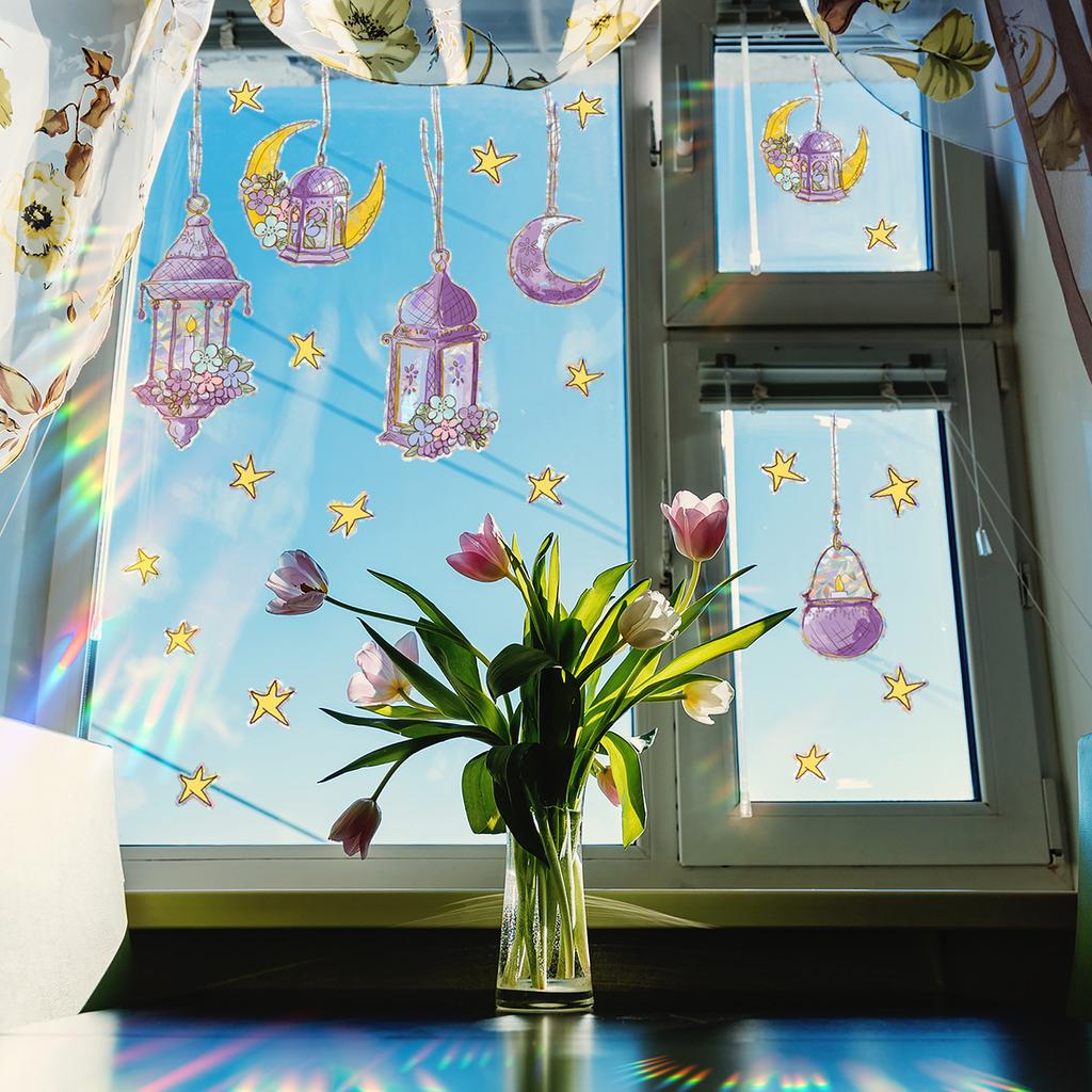 Xc6006 Color Moon Colorful Sunshine Electrostatic Sticker Window Sticker Home Window Glass Decorative Wall Sticker