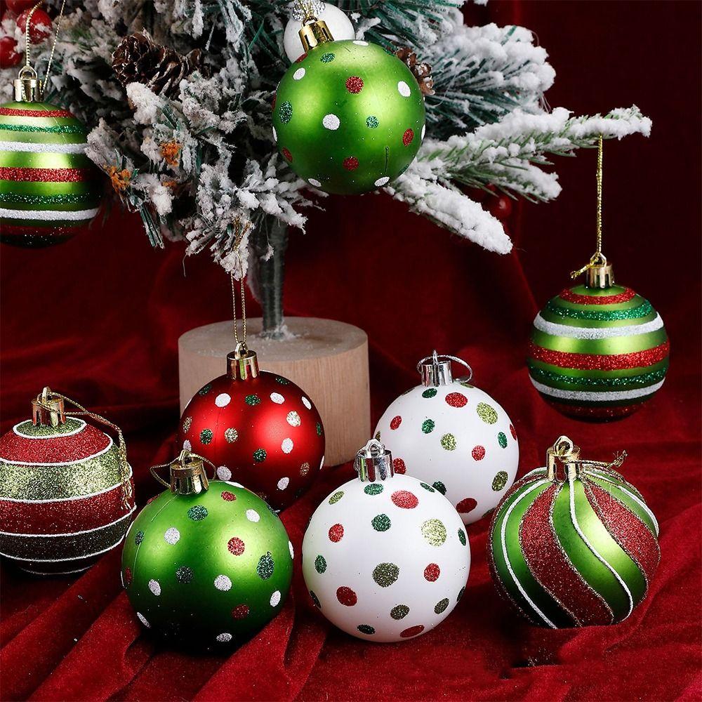 12pcs Plastic Electroplated Hanging Balls 6cm Xmas Tree Pendants  Home New Year Festival Gift