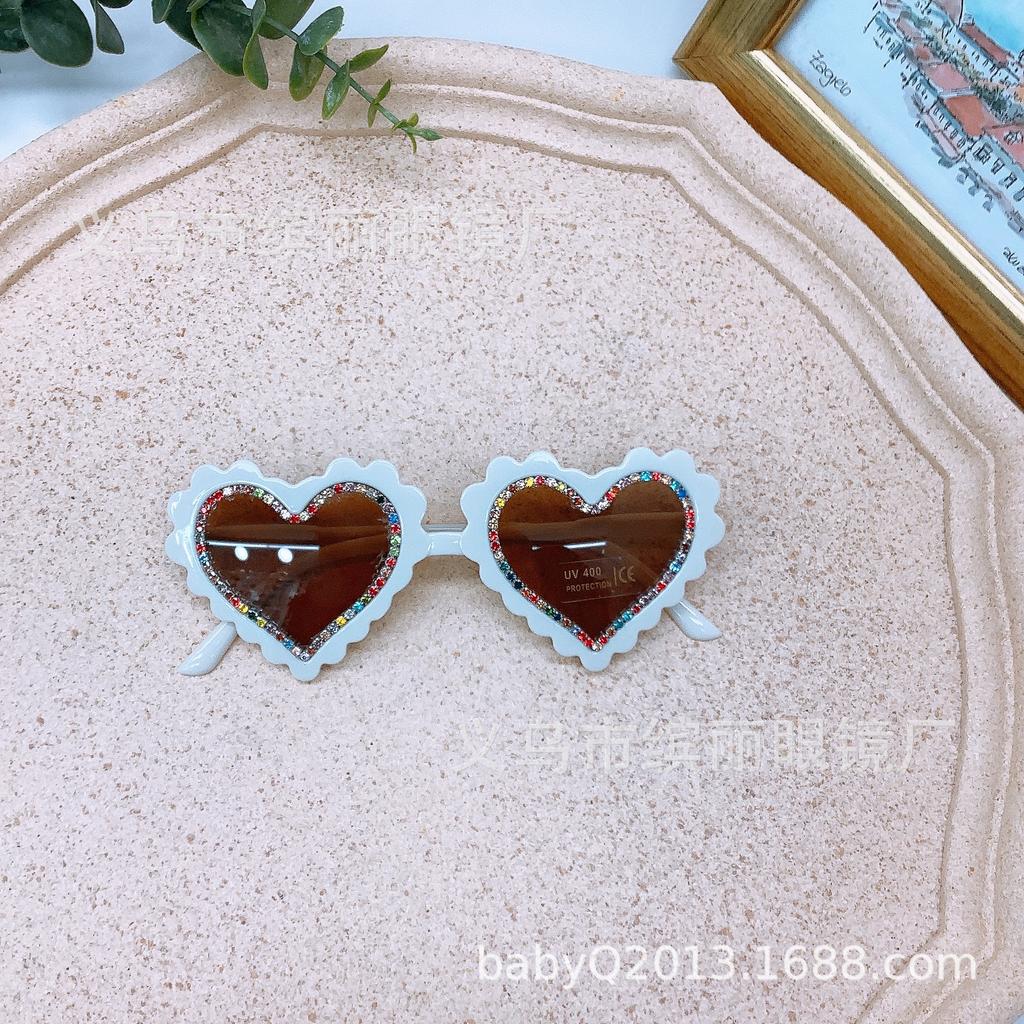 Fashion Love Cute Baby Sunglasses Diy Diamond Girls Concave Sunglasses Sun Protection And Uv Protection Glasses