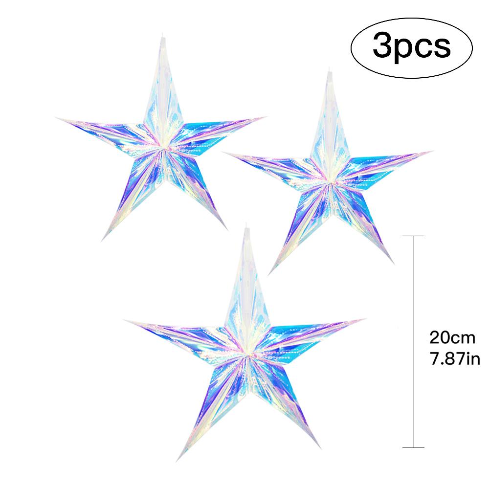Iridescent Shiny Rainbow Honeycomb Snowflake Xmas Tree Star Fan Curtains For Birthday Party Wedding Christmas Decor