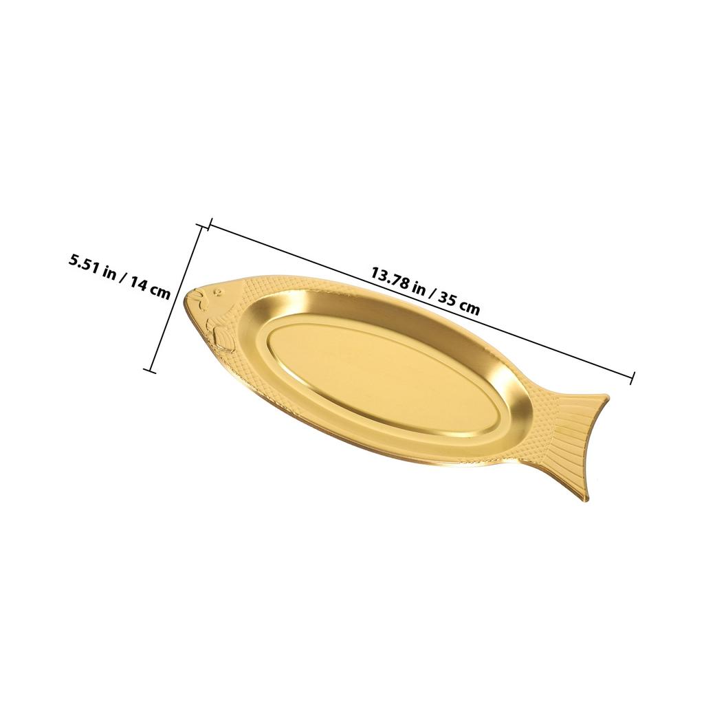 Serving Plate for Grilled Fish Stainless Steel Steamed Kitchen Gadget Fish Shaped Food Plate Home Use