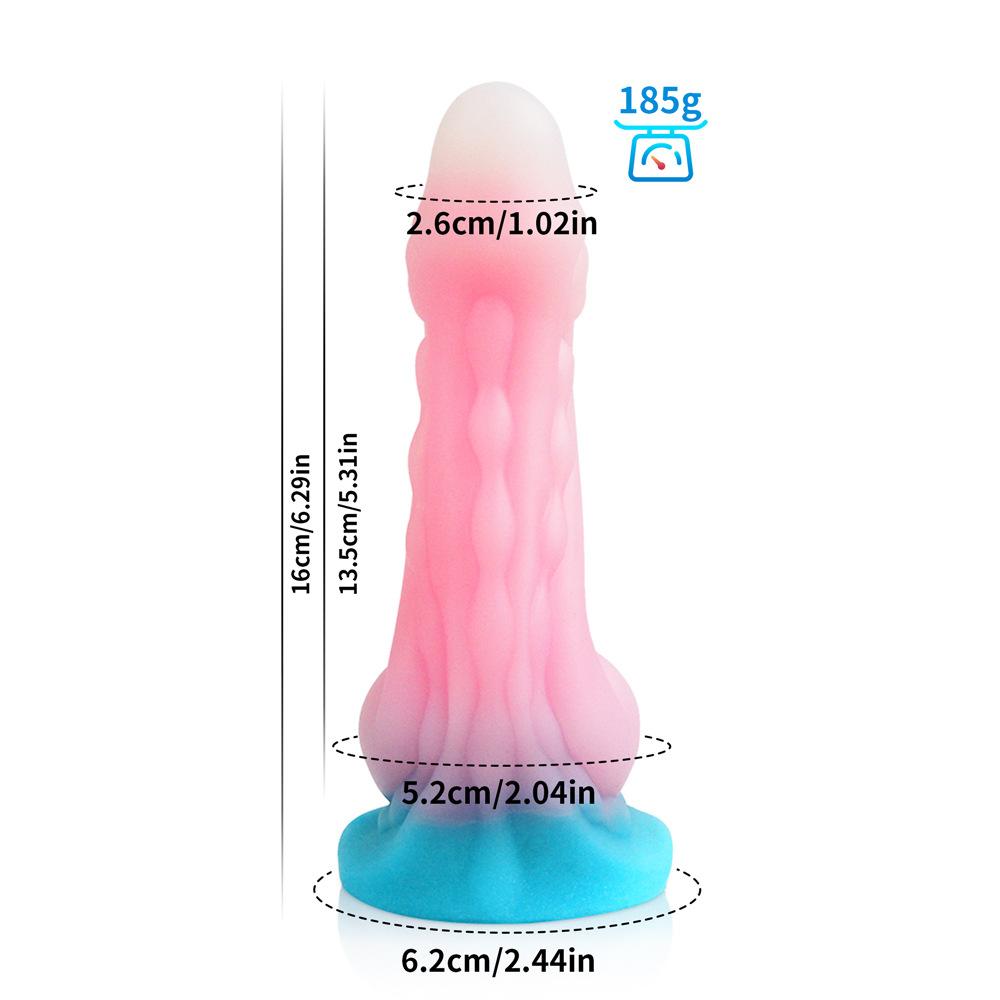 Mixed Color Glow in The Dark Dog Dildo Alien Simulation Penis Fake Penis Male and Female Flirting Masturbator Sex Toy