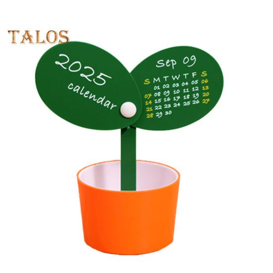 

Настольный календарь-держатель для ручек на 2025 год, календарь с горшечными растениями, с основанием-держателем для ручек, настольное украшение для домашнего офиса оранжевый