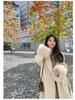 Manteau en Laine Mi-Long pour Femme avec Manches en Fourrure - Veste Décontractée Chic Automne/Hiver