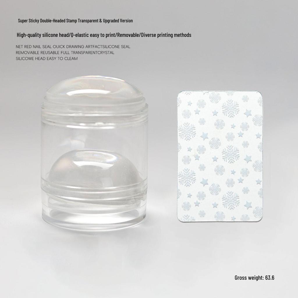 Large Silicone Nail Art Stamp with Lid - Single/Double Head French Design DIY Stamping Tools
