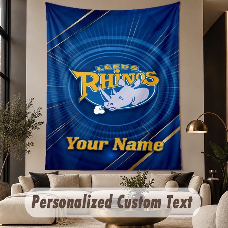 Custom Text Tapestry Leeds Rhinos Print Wall Tapestry Indoor Living Room Wall Decor