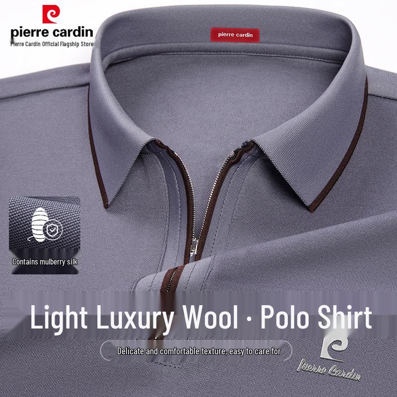 Pierre Cardin Men's Silk & Wool Blend Quarter-Zip Polo T-Shirt