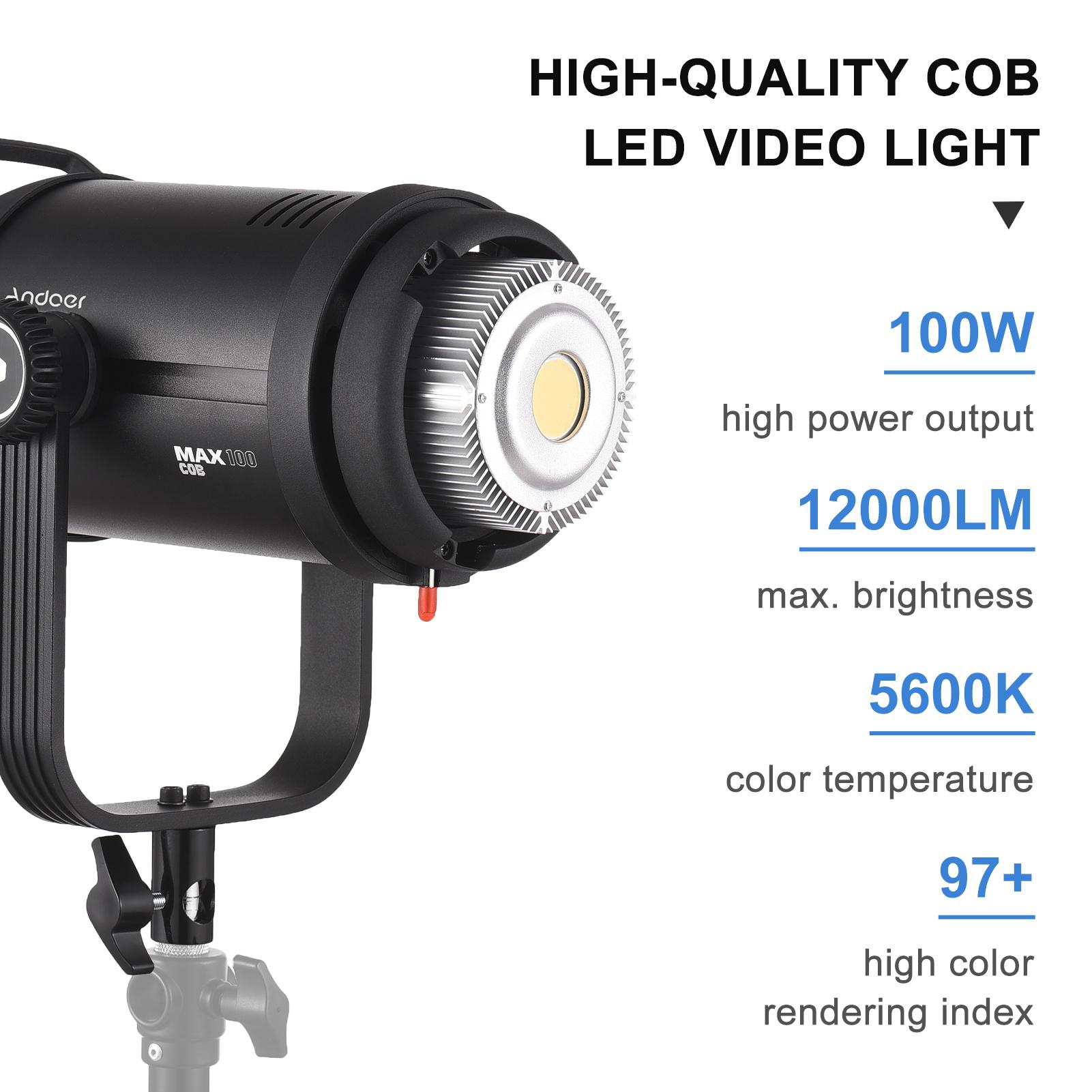 Andoer MAX 100 100W COB Светодиодный светильник для видеосъемки и студийной фотографии — фото 9