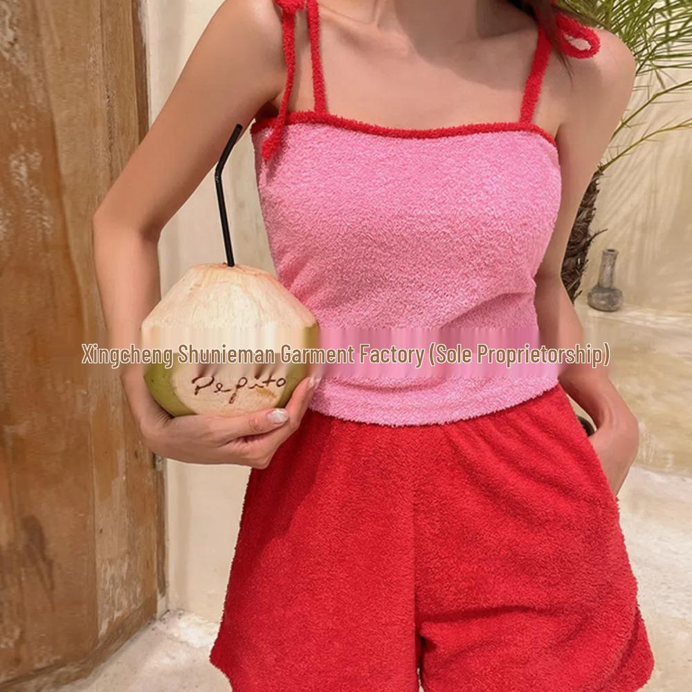 Korean Women's Conservative High-Waist Bikini Swimsuit with Skirt and Pants