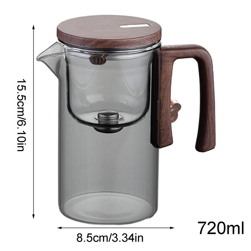 Glass Tea Pot Kettle Infuser 520ML/720ML Teapot Water Separation Inner Magnet One Click Magnetic Switchs Tea Filtration Cup Set