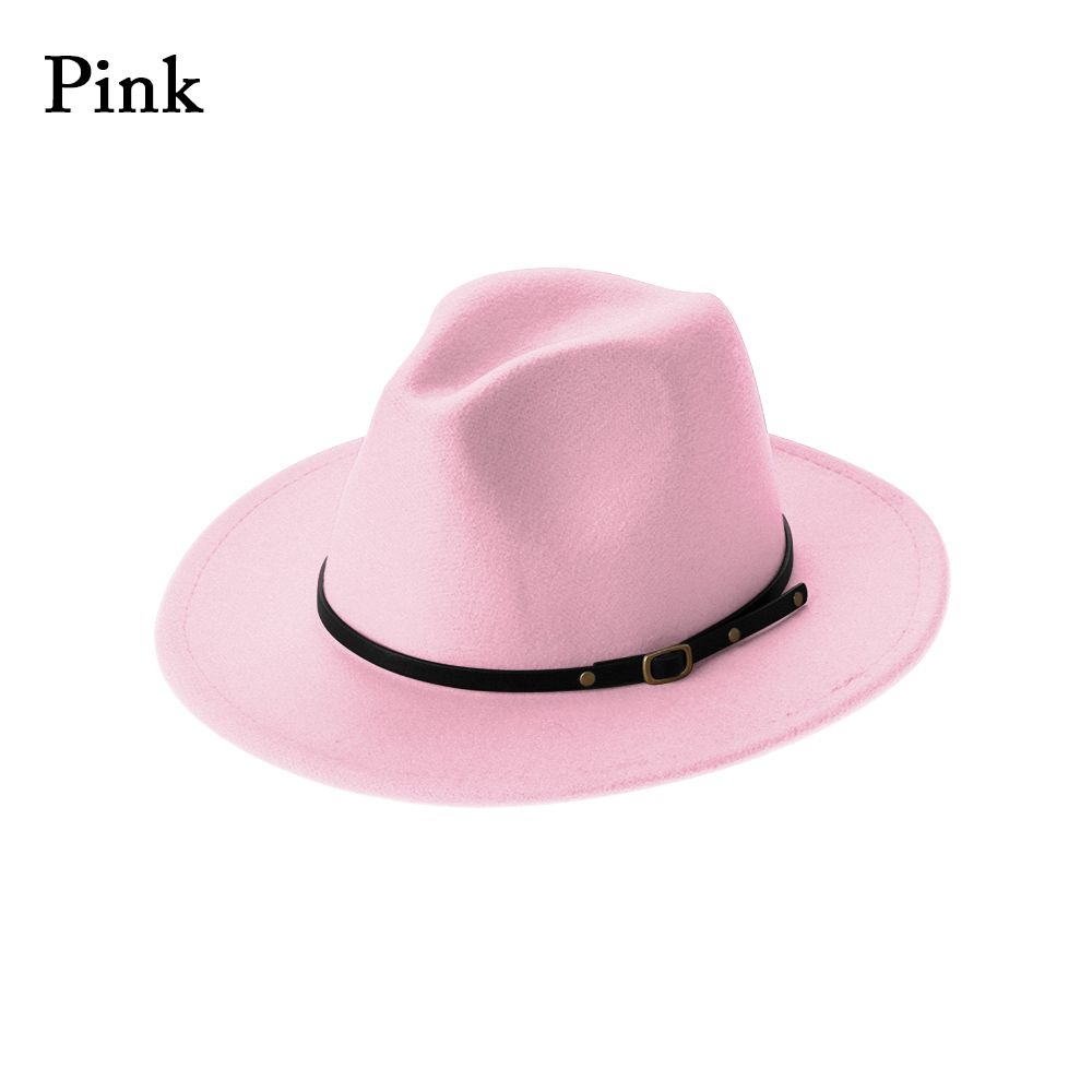 Vintage Felt Fedora Hats with Belt Buckle for Men & Women Wide Brim Outback Hat Panama Jazz Hat Cowboy Hat