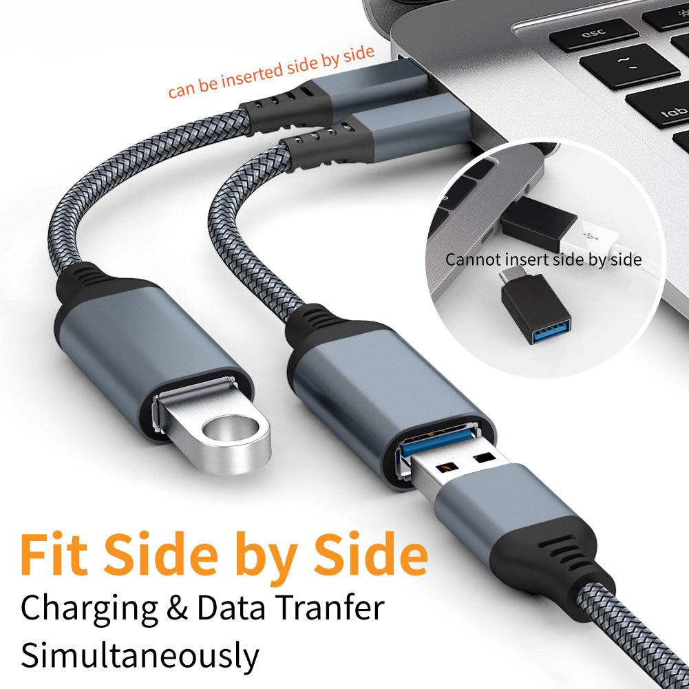 USB-C To USB 3.0 OTG Data Cable Adapter for Fast Charging and Extension