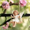 Decorative Garden Wall Mount Swing Angel Plant Hanger Cute Girl Bracket Small Space Hanger Metal Hook for Hanging Flower Basket Bird Feeder