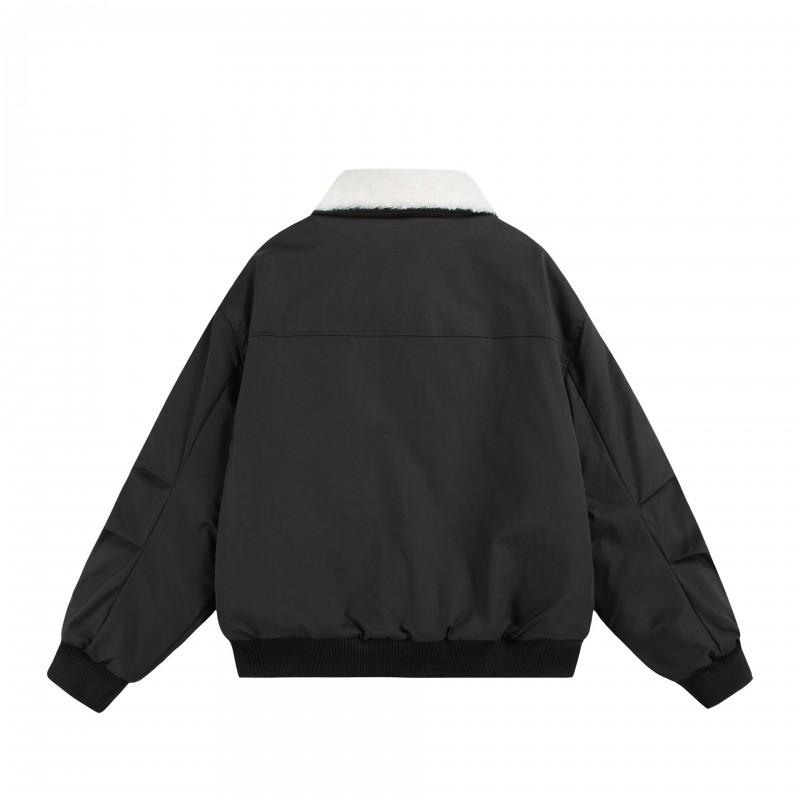 Unisex Oversized Winter Cotton Coat With Removable Fleece Collar Japanese Retro Style Warm Thick Parka Men Women
