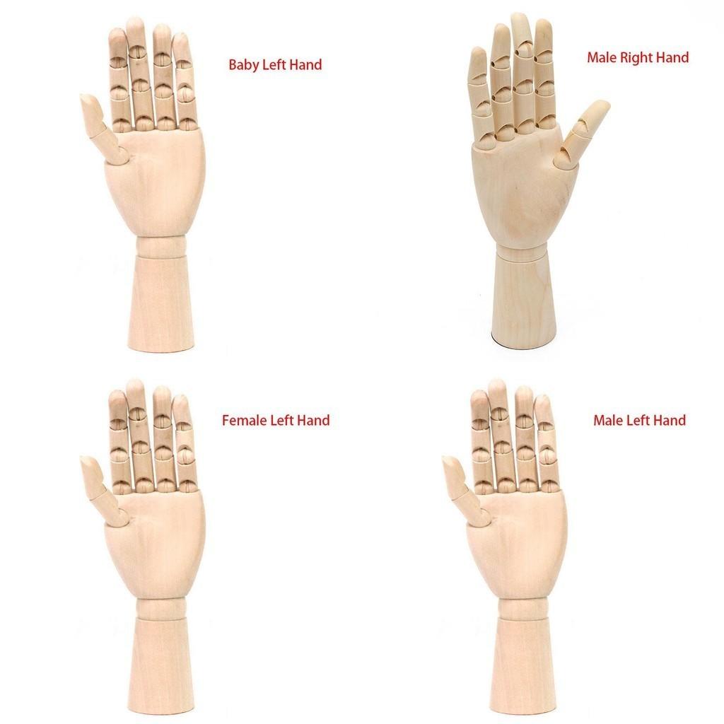 Elegant Wooden Right Left Hand Model For Sketching Drawing With Jointed Movable Fingers Mannequin