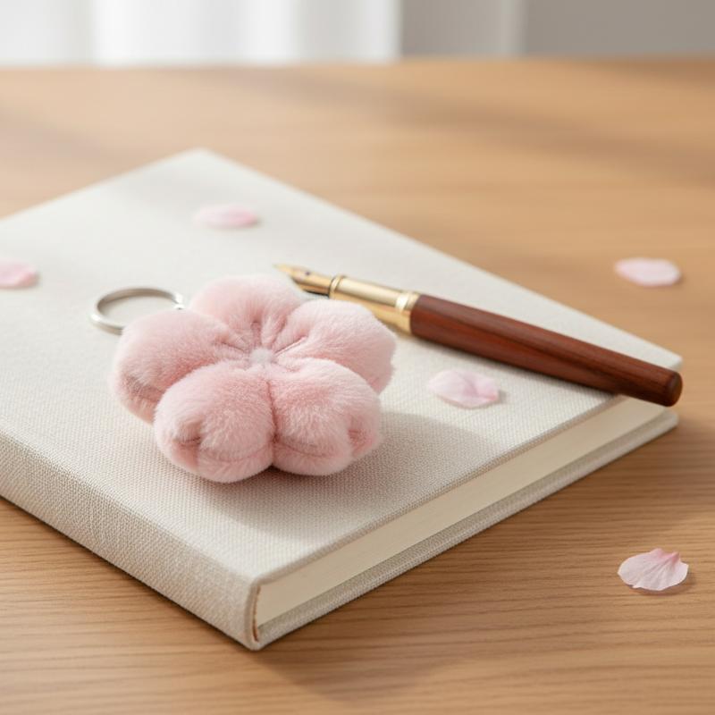 2026 New Cherry Blossom Series Plush Doll Pendant Kawaii Pink Flower Car Keychain Gift For Cute Girlfriend Bag Decoration
