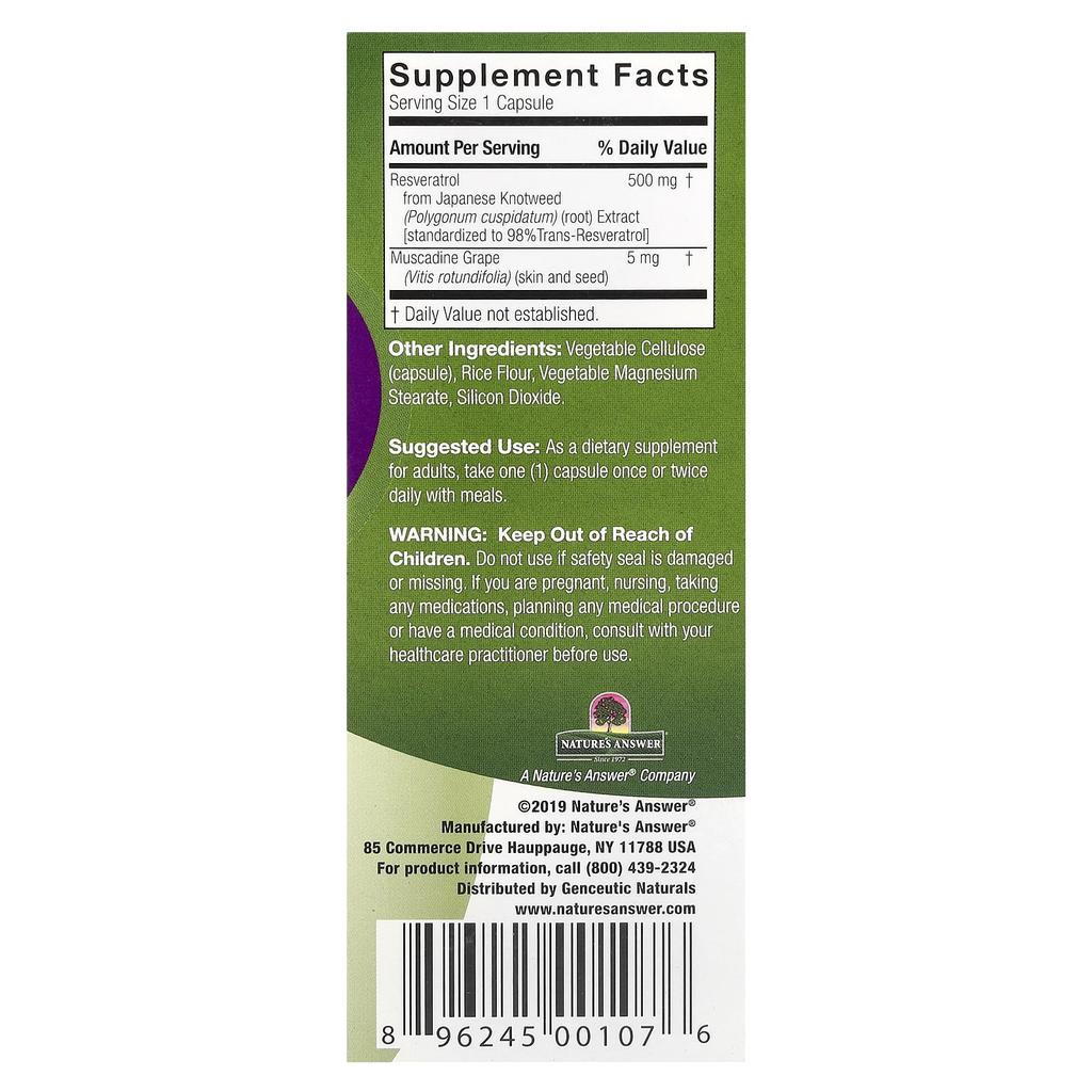 Wild & Pure Resveratrol+, 500Mg, 60 Veggie Capsules