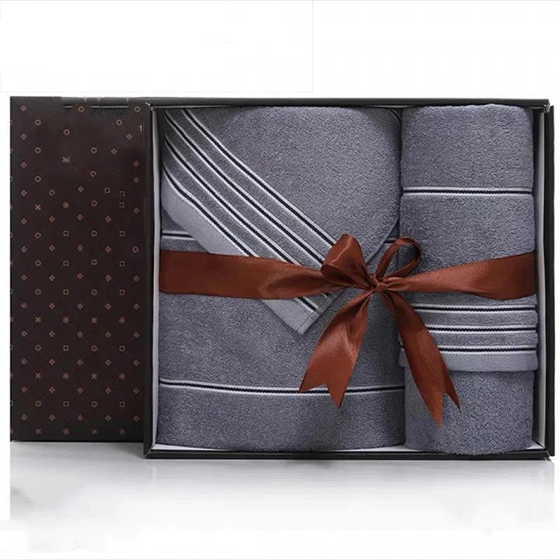 

1 Towel, 1 Bath Towel Gift Box, Pure Cotton Enlarged and Thickened Towel Two-piece Set Gift Box сірий колір