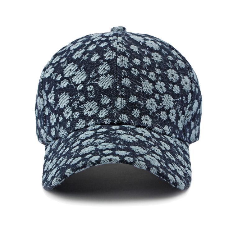 Denim Hat Female Floral Hard Top Baseball Cap