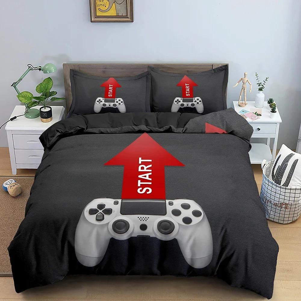 Kids Teens Video Games Duvet Cover Set Boys Gamer Comforter Cover Gaming Controller Pattern Bedding Set Polyester Quilt Cover
