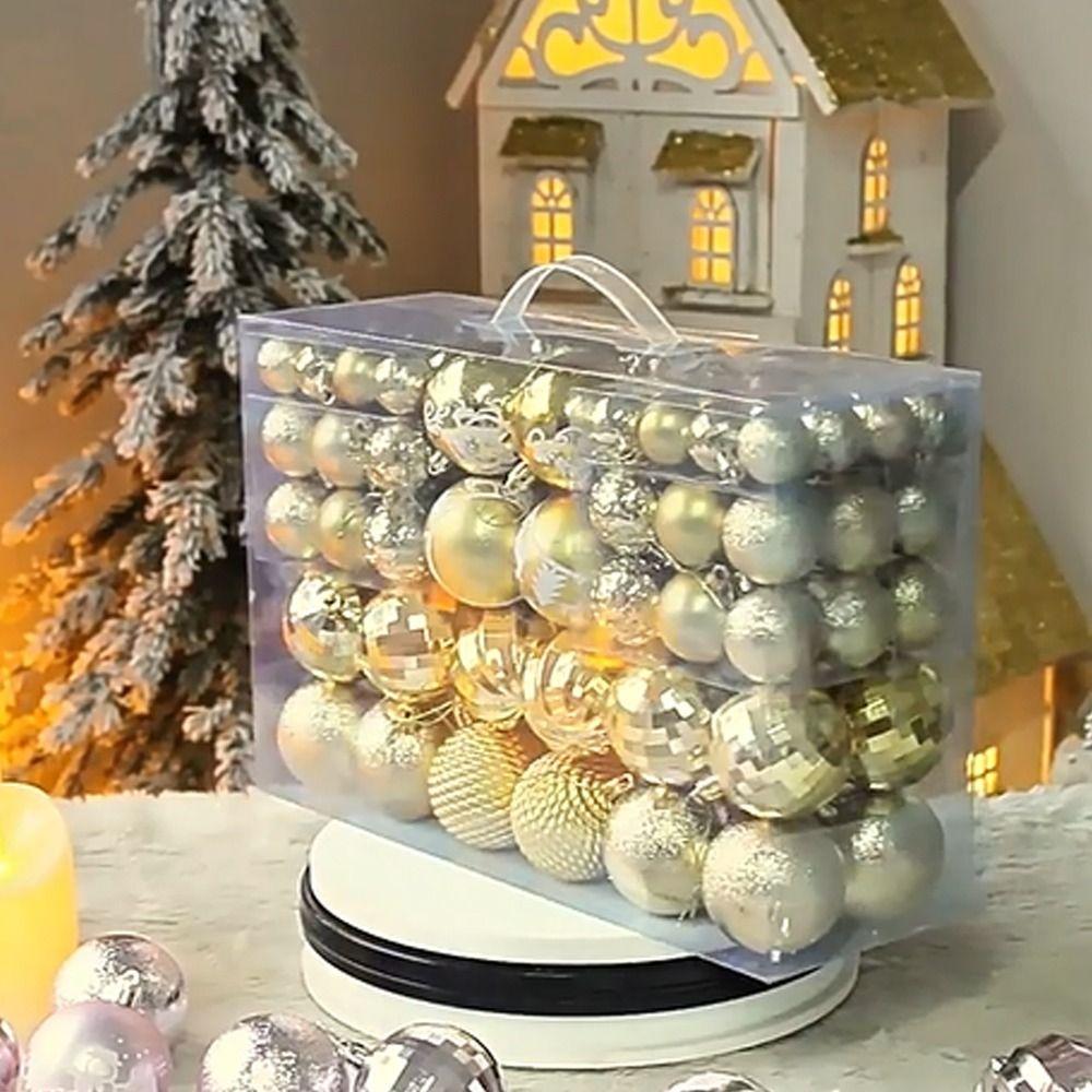 100 Stück Bemalter Weihnachtsbaumschmuck Anhänger 3/4/6CM Hängender Schmuck Weihnachtskugel Set Fenster