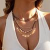 Multi-Layer Beaded Chain Necklace Black Silver Color Stacked Collarbone Chain  Women Gift