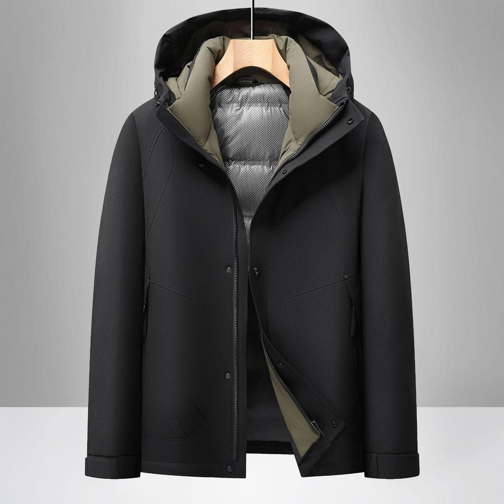 High Fill Power Men's Hooded White Duck Down Jacket - Trendy, Thickened, Cold Protection