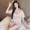 Wind French Women'S Pajamas Summer Thin Ice Silk Short-Sleeved Suit Silk Cool Jacquard Loungewear Real Shot