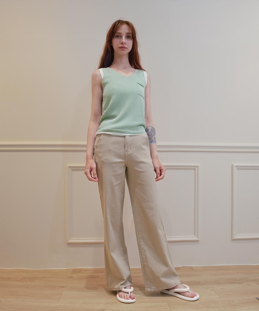 Keulleiseu Linen Blended Pocket Sleeveless_Yellow