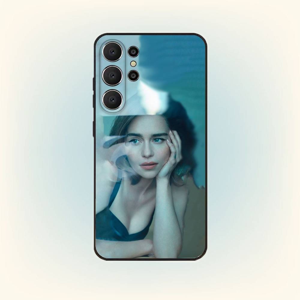 E-Emilia C-Clarke Actress Phone Case For Samsung S26,S25,24,23,22,30,21,10,9,Ultra,Plus,Lite,FE Soft Black Case