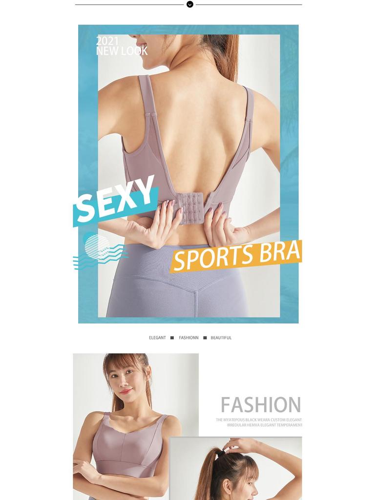 Plus Size High-Impact Sports Bra with Push-Up & Beautiful Back Design - Shockproof, Quick-Dry Yoga Tank Top
