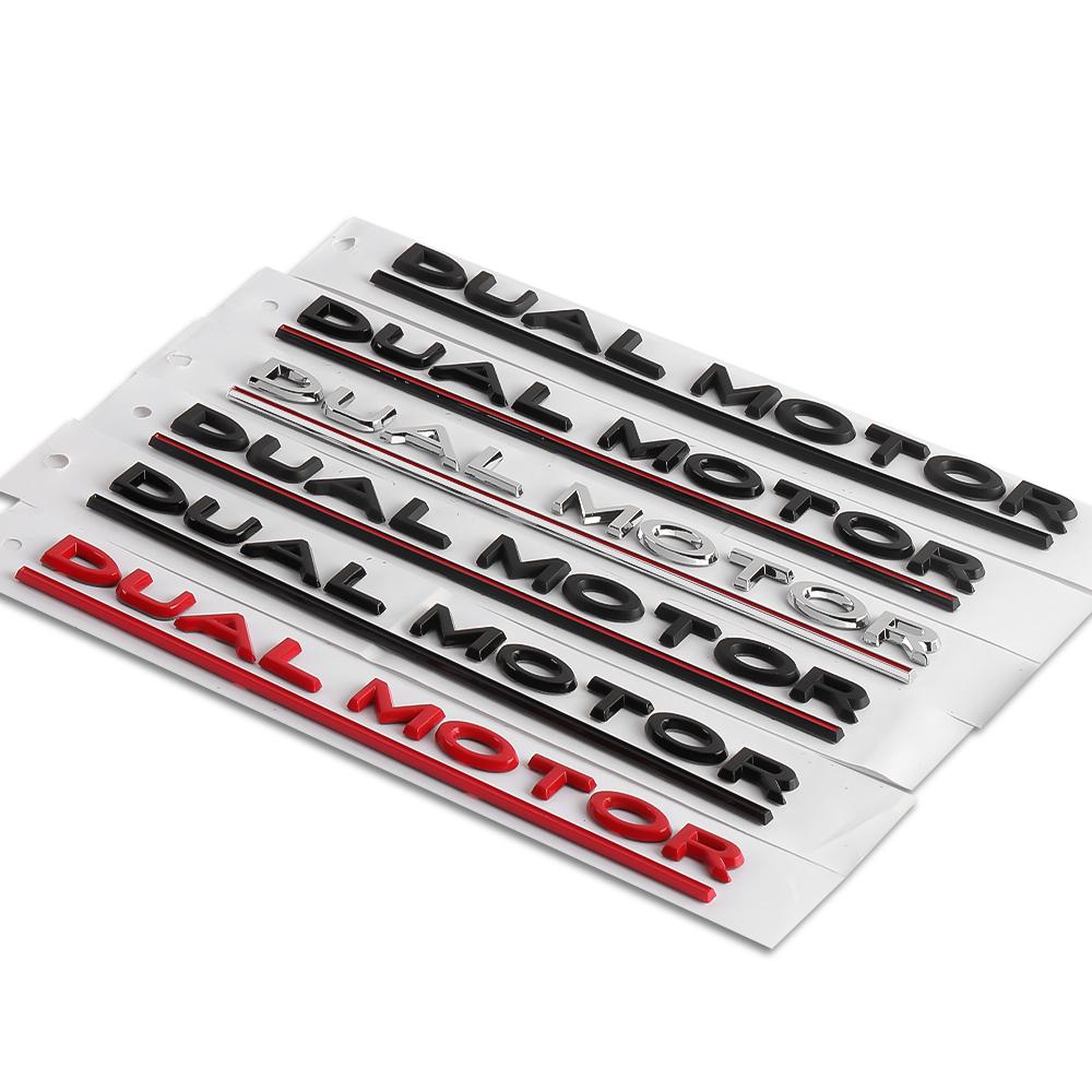 DUAL MOTOR Underlined Letters Emblem for Tesla Model Y 3 S X Car Styling High Performance Trunk Badge Sticker Chrome Black Red