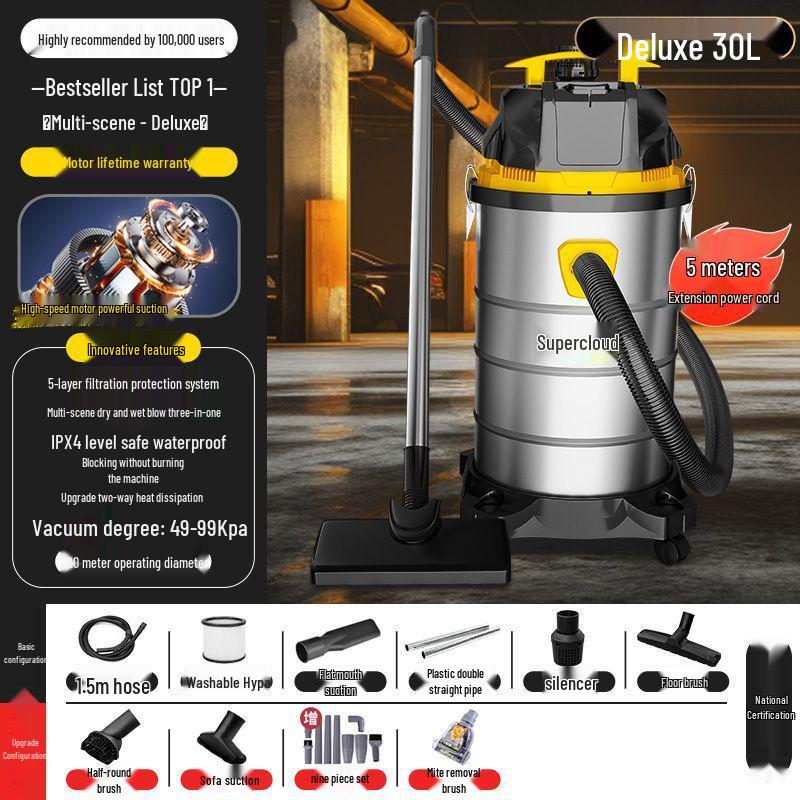 High-Power Industrial & Household Vacuum Cleaner for Carpet, Car, and Seam Cleaning