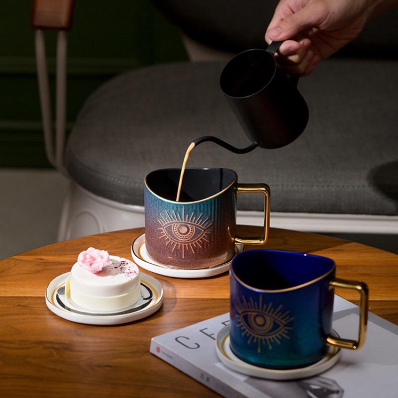 Devil's Eye Coffee Cup Turkish Blue Eye Ceramic Mug Afternoon Tea Cup Luxury Creative Mugs Home Office Large Capacity Water Cup