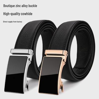 Luxury Men's Top Layer Cowhide Belt with Zinc Alloy Automatic Buckle – Perfect for Business Trousers
