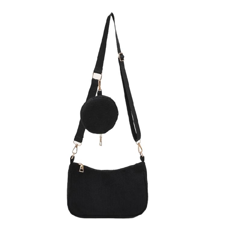 Corduroy Shoulder Bag with Mini Coin Pouch Crossbody Bags for Your Necessities