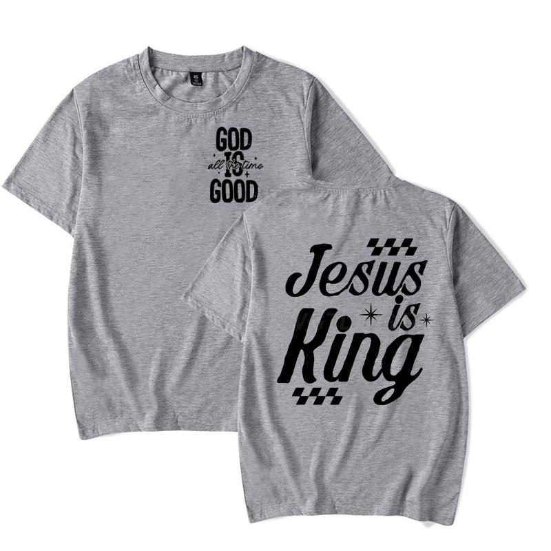 Gift for Christian Tshirt Unisex Women Jesus Is King Graphic Tee Crew Neck Fashion Summer Tops Jesus Religious Faith Based TShirt