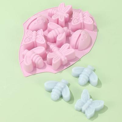 Molde de Silicone para Chocolate Inseto Borboleta 8 Cavidades Abelha Bolo Biscoito Gelatina Molde para Assar Conjunto para Fazer Sabonete Vela DIY Bandeja de Cubos de Gelo Presente