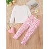 Langärmeliges und Langhosen-Outfit für Mädchen | Niedliches Katzen-Design T-Shirt und Hose mit Leopardenmuster | Weiches und bequemes Set, geeignet für Outdoor-Bekleidung