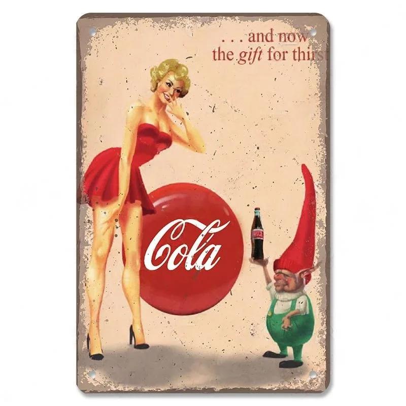 Vintage Cola PinUp Girls Metal Poster Tin Signs Retro Wall Art Decor for Bar Pub Garage Club Man Cave Cafe