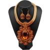 Crystal Pendant Necklace Earrings for Women Chunky Statement Flower Festival Ethnic Tribal Jewelry Accessories