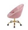 Elegant Lifting Rotating Armchair Velvet On Wheels Rundo Pink Jumihome