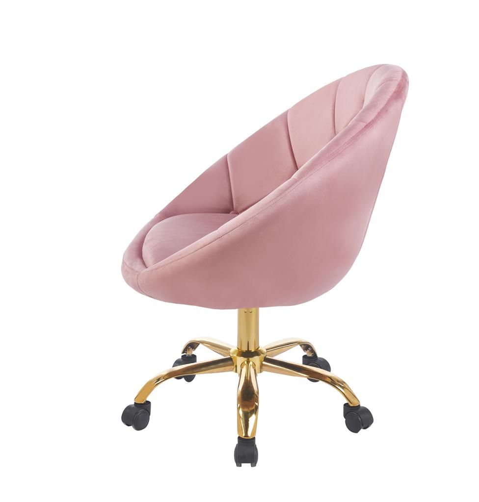 Elegant Lifting Rotating Armchair Velvet On Wheels Rundo Pink Jumihome