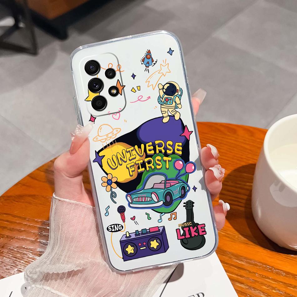 Flower Case For Samsung Galaxy A52 Phone Cover For Samsung A 52 Cases Soft Transparent Silicone Christmas Elk deer Back Covers