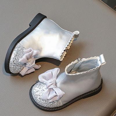 Autumn Winter Princess Boots for Girls Korean Style Luxury Little Girl's Boots PU Leather Sequins Glitter Boots for Children