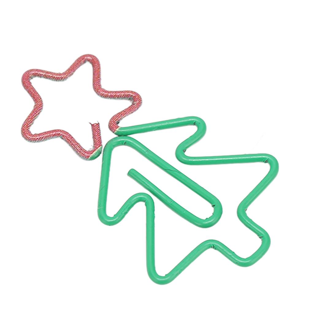 100Pcs Fancy Paperclips Christmas Tree Style Electroplated Multi Purpose Cute Paper Clips for Home S