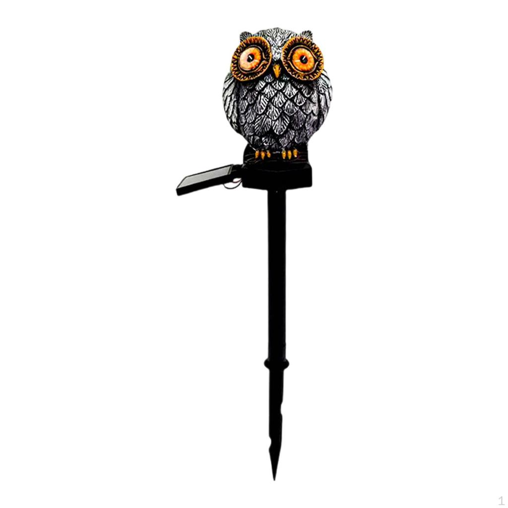 Outdoor Solar Pathway Light Garden Stake Animal Statue Ornament Landscaping Lamp Owl Figurine Warm