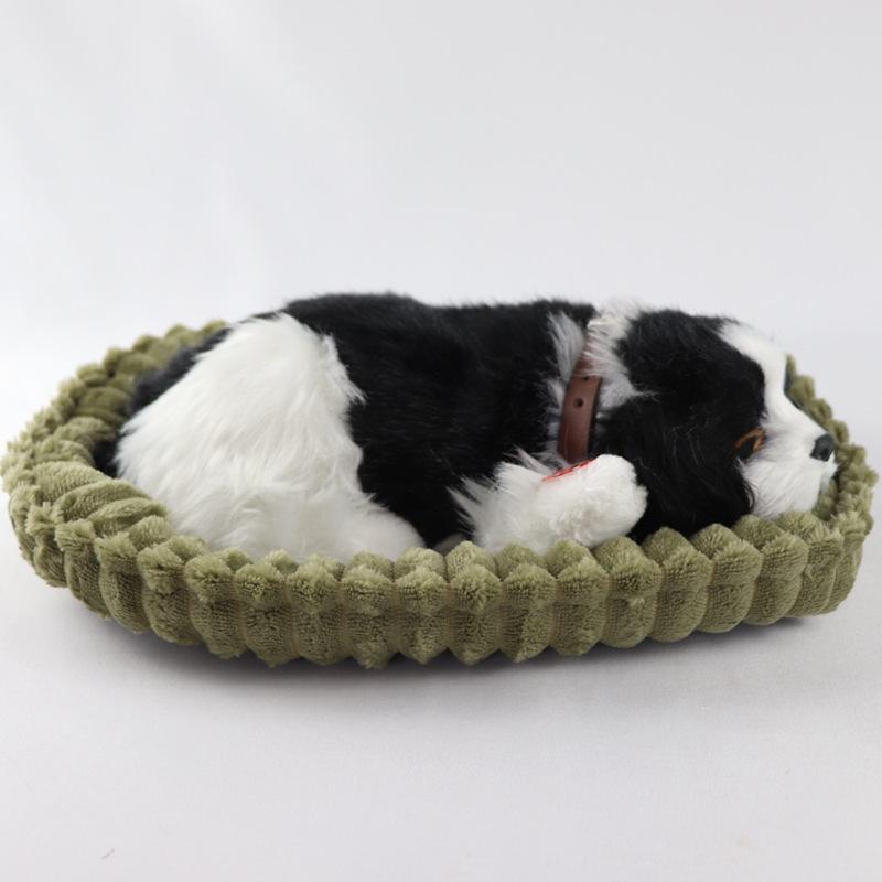 Simulation Fur Animal Home Furnishings Realistic Sleeping Breathing Dog Toy Plush Animal Doll Children