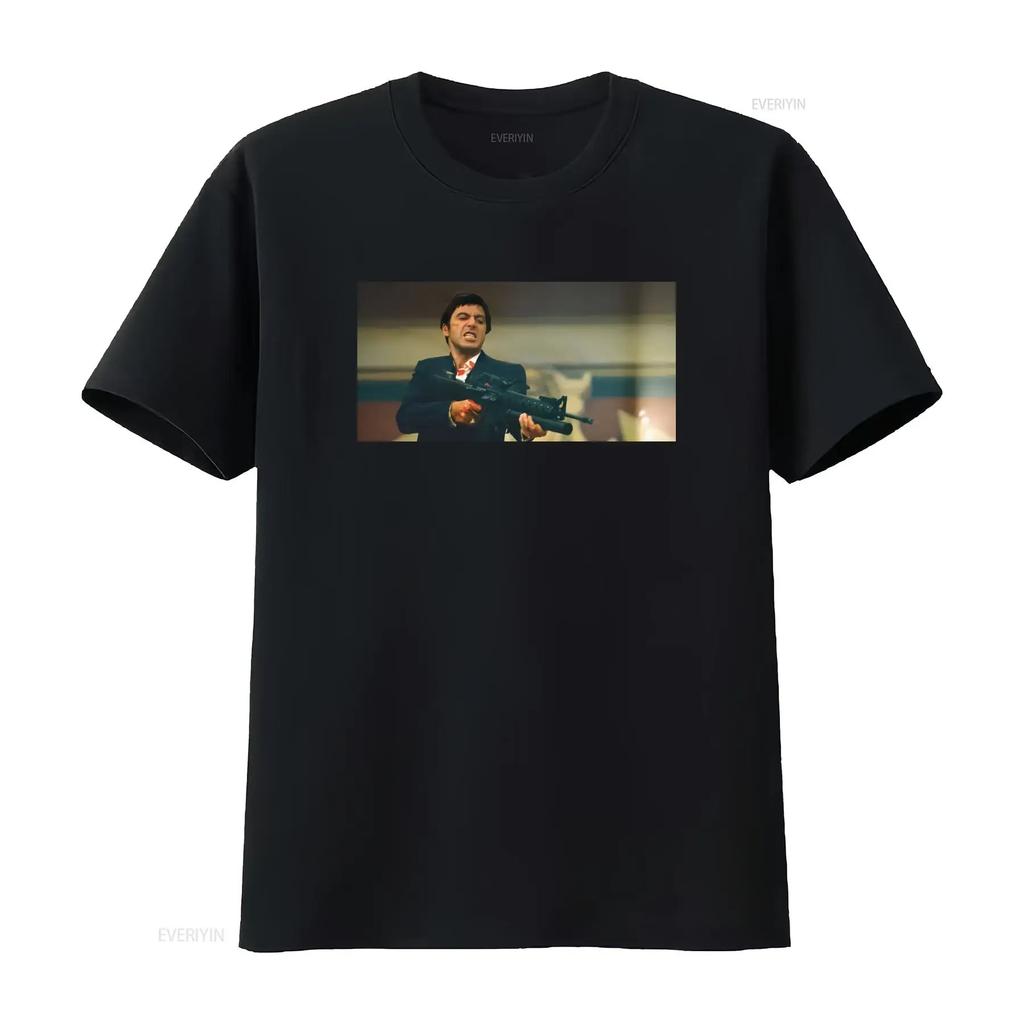 Tony Montana Say Hello To My Little Friend Movie T Shirt Scarface 1983 Vintage Washed Versatile Homme Designer Clothes Fashion