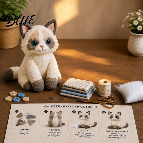 Kit de Costura con Adorno 3D Kit DIY Patchwork Gato Relleno de Algodón Crea Adorable Animal Lindo